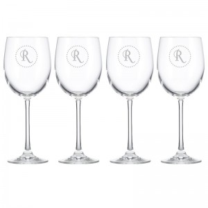 Lenox Navy Dots Tuscany Monogram Chardonnay 12 Oz. White Wine Glass LNX10511